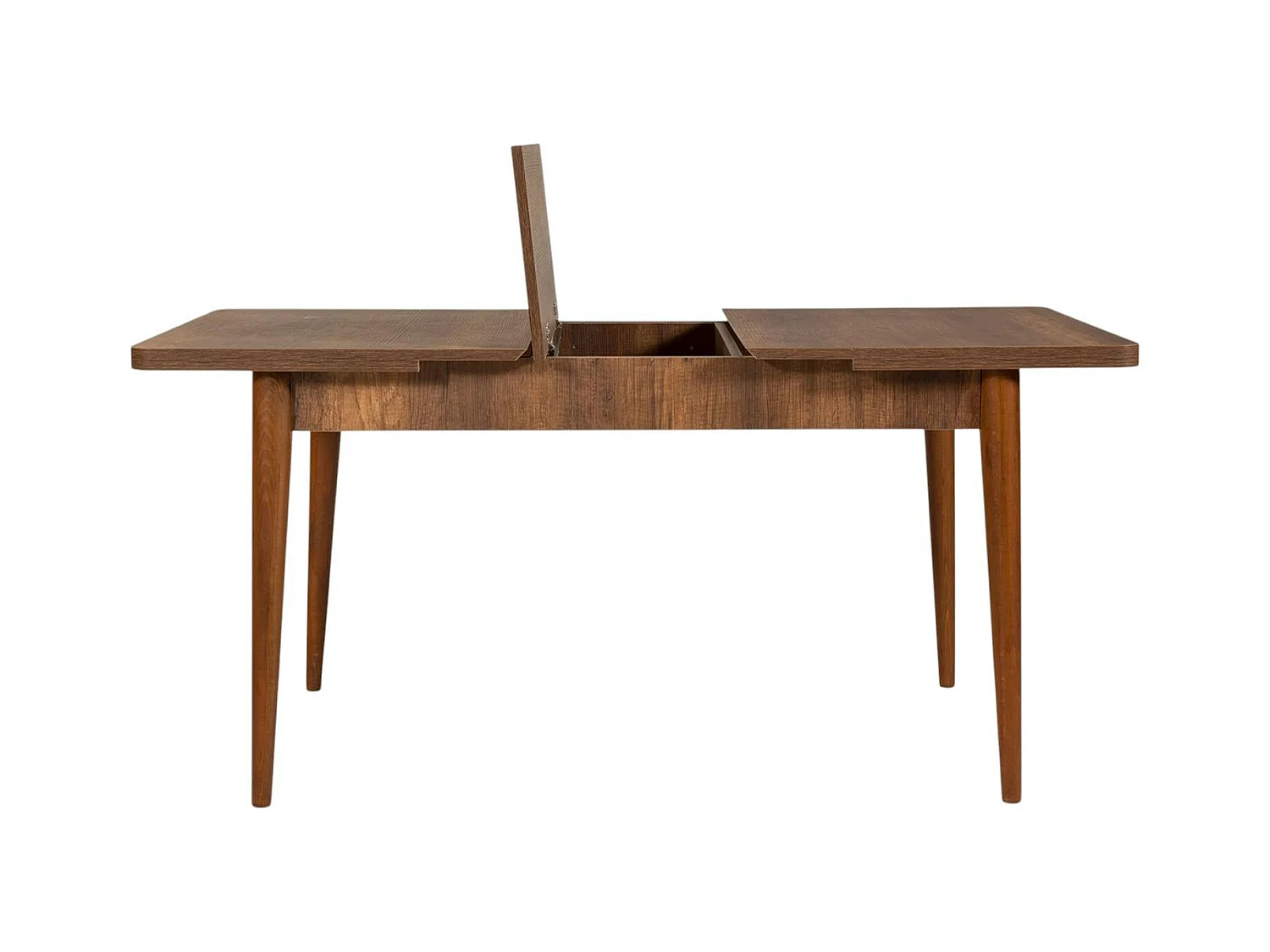 Table extensible effet noyer avec rangement 130-165 cm ORINA