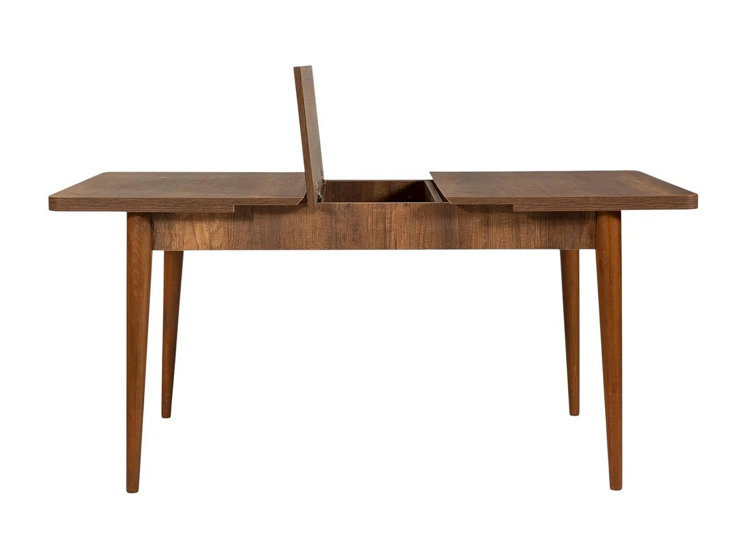 Table extensible effet noyer avec rangement 130-165 cm ORINA