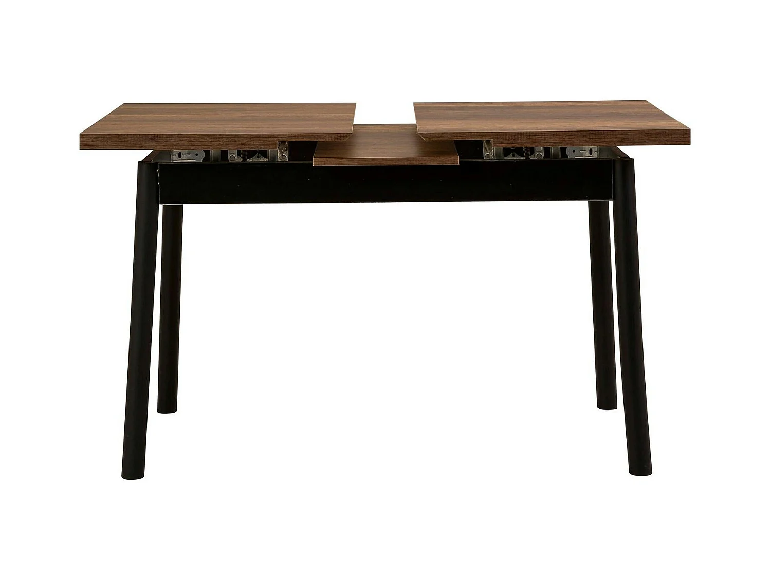 Table extensible effet noyer, pieds noirs 120-153 cm ARDEN