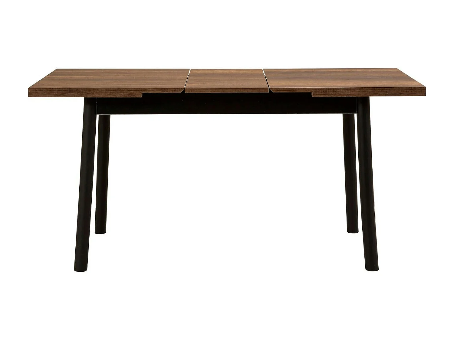 Table extensible effet noyer, pieds noirs 120-153 cm ARDEN