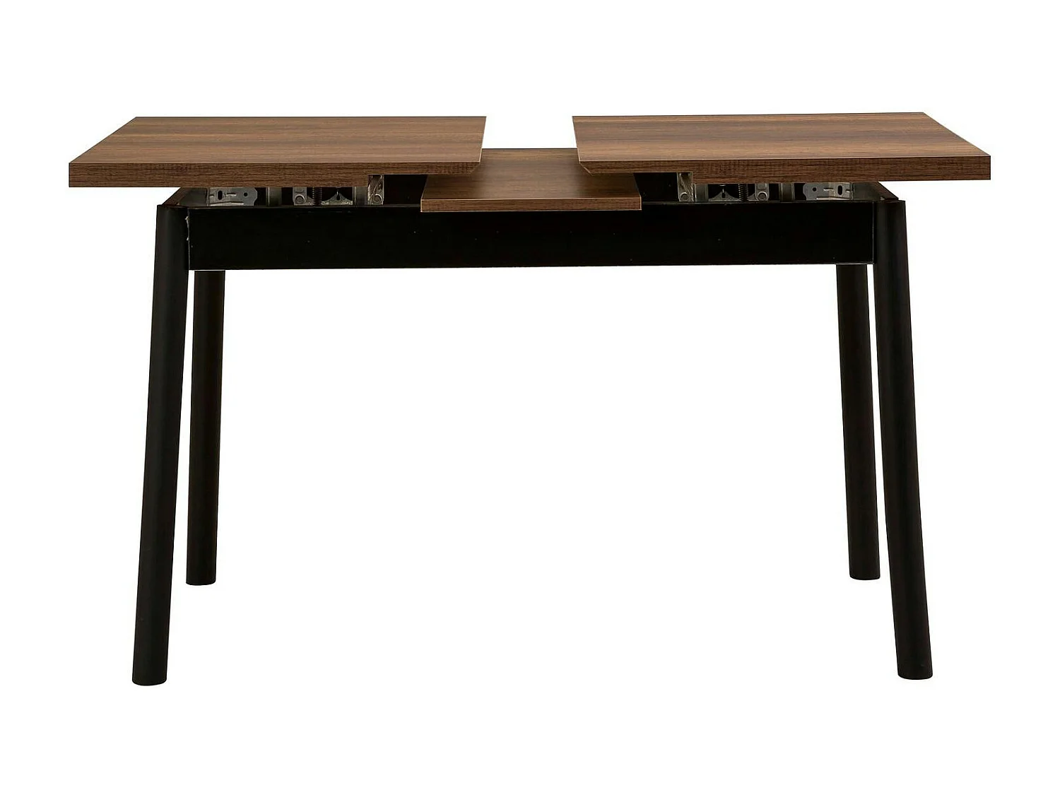 Table extensible effet noyer, pieds noirs 120-153 cm ARDEN