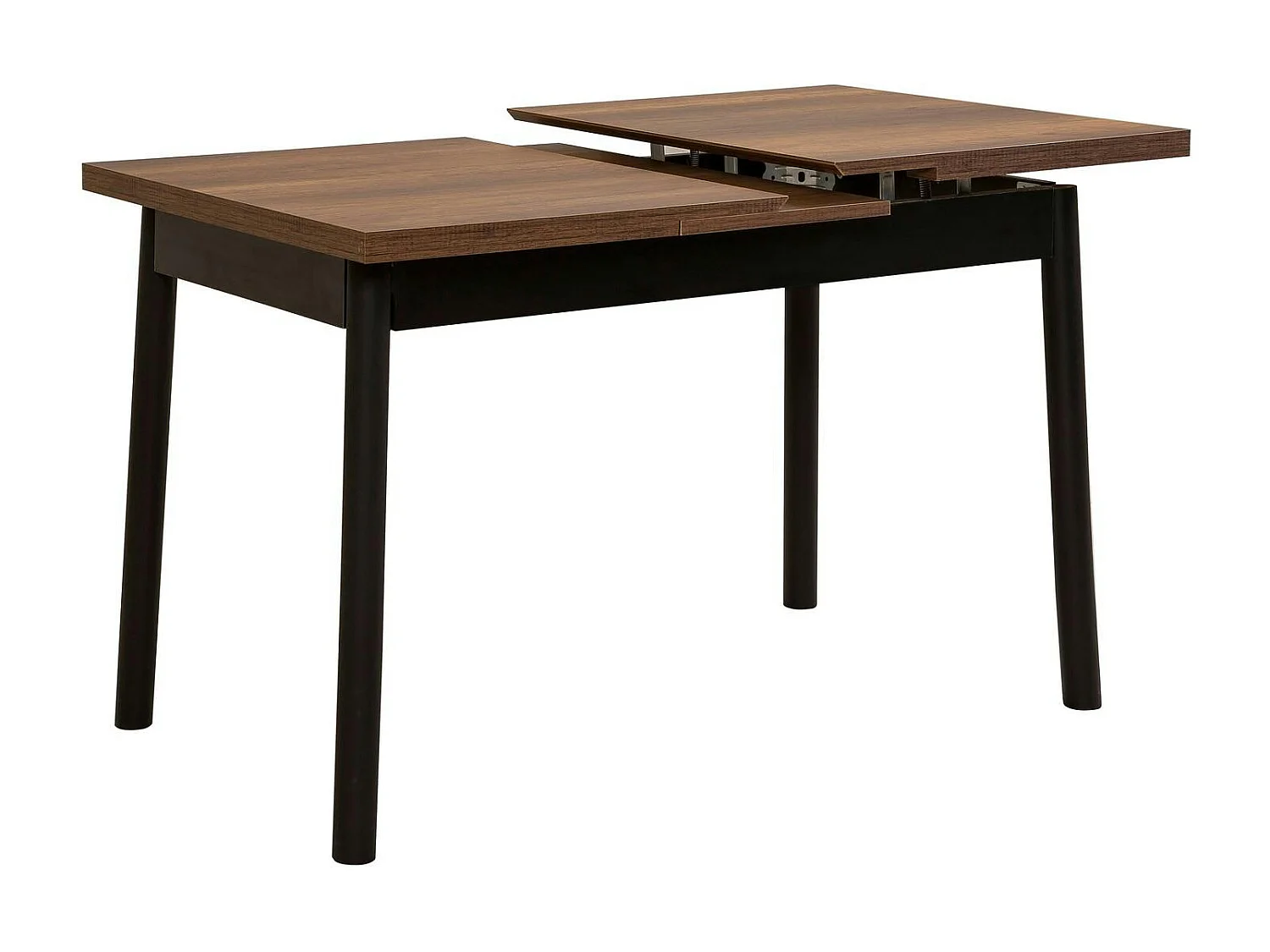 Table extensible effet noyer, pieds noirs 120-153 cm ARDEN