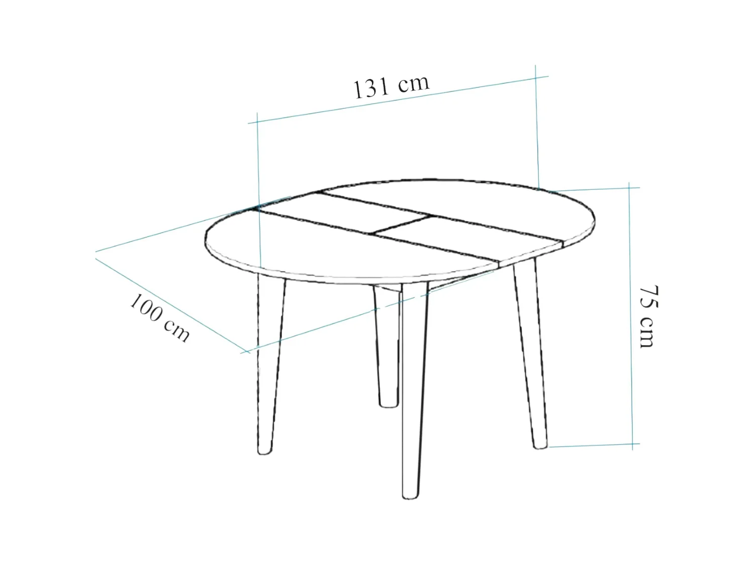 Table ronde extensible effet pin Ø100-131 cm ORINA