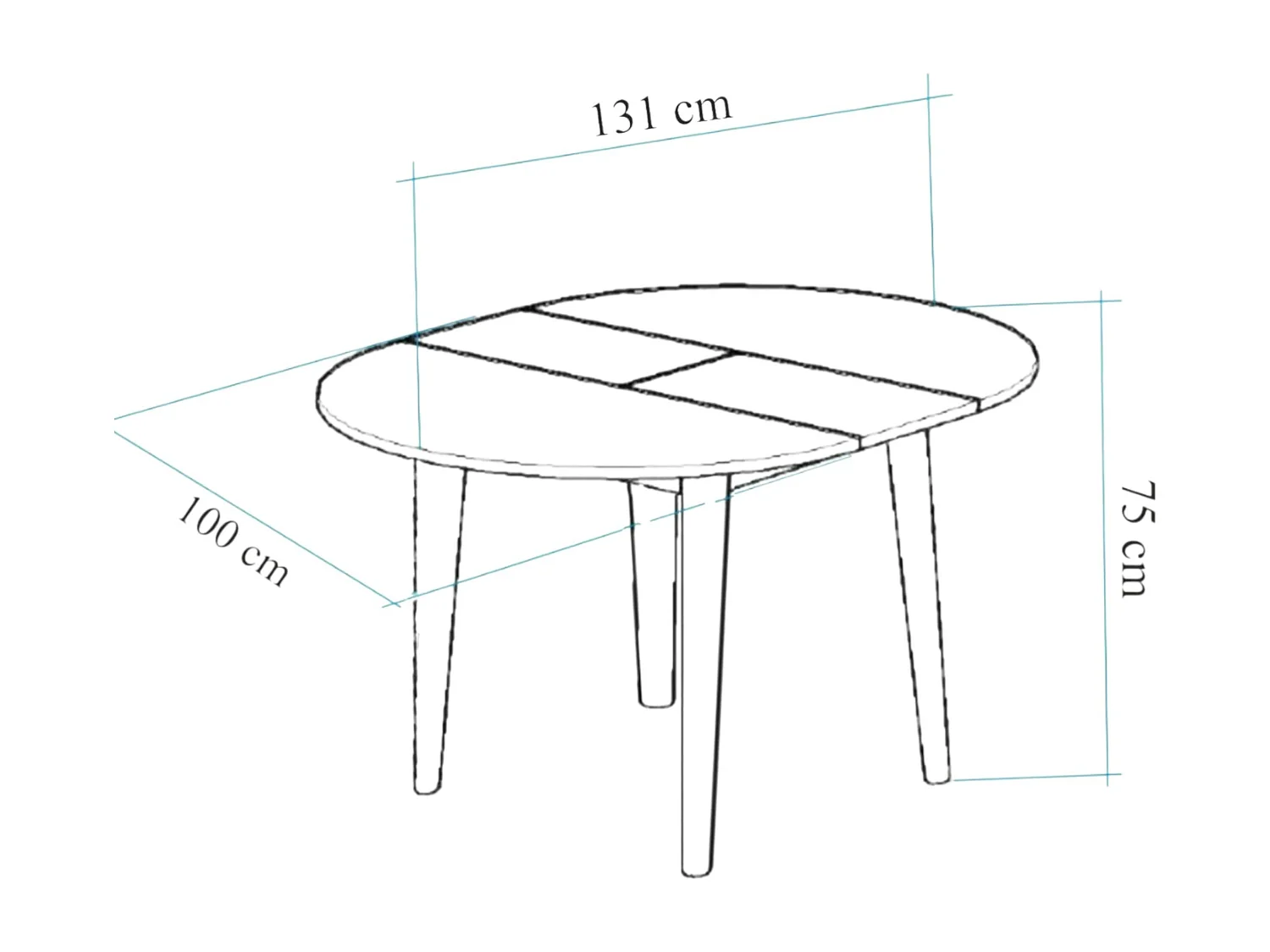 Table ronde extensible effet pin Ø100-131 cm ORINA