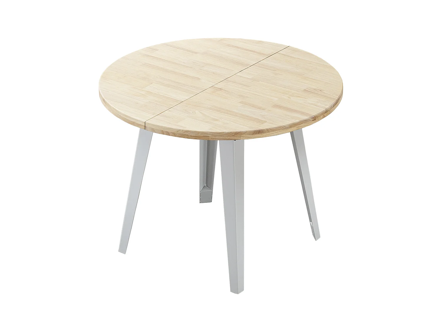 Table à manger ronde extensible coloris chêne nordique, pieds en métal Blanc - Longueur 100 - 140 - 180 x largeur 100 x Hauteur 76cm