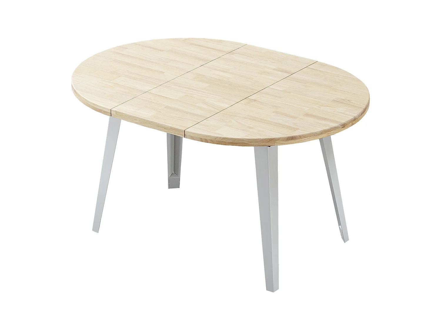 Table à manger ronde extensible coloris chêne nordique, pieds en métal Blanc - Longueur 100 - 140 - 180 x largeur 100 x Hauteur 76cm