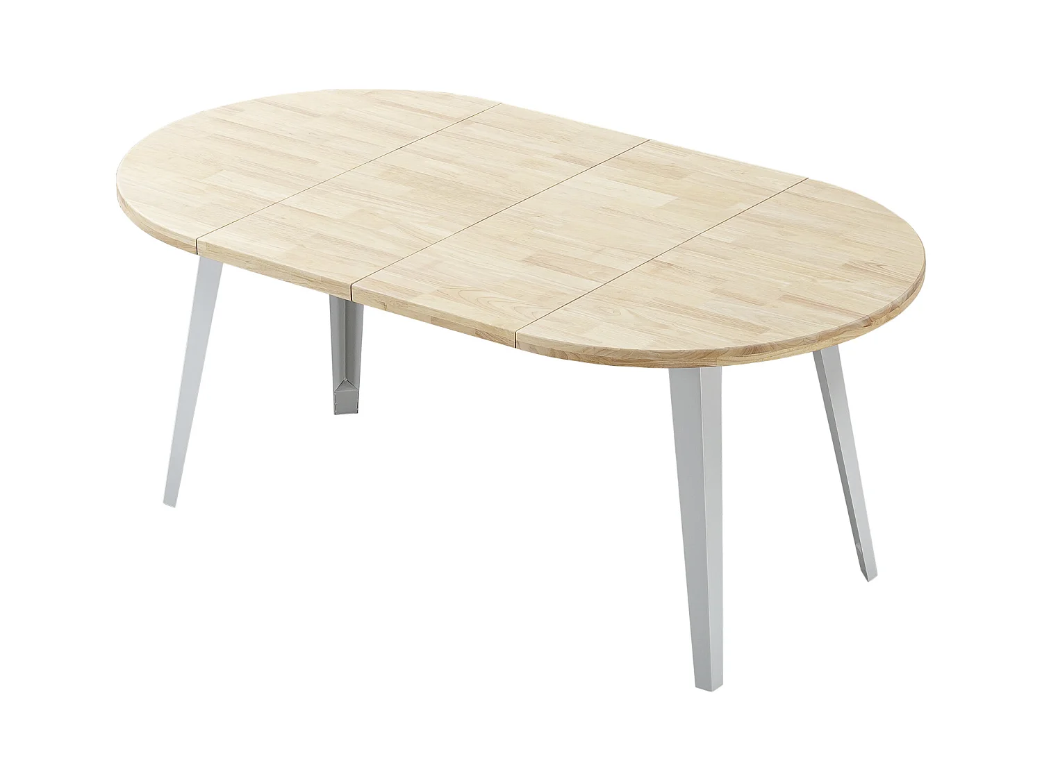 Table à manger ronde extensible coloris chêne nordique, pieds en métal Blanc - Longueur 100 - 140 - 180 x largeur 100 x Hauteur 76cm