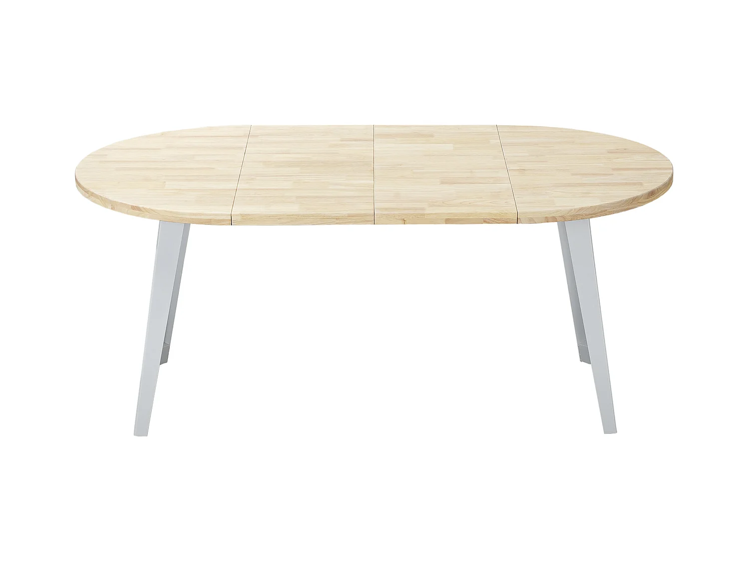 Table à manger ronde extensible coloris chêne nordique, pieds en métal Blanc - Longueur 100 - 140 - 180 x largeur 100 x Hauteur 76cm