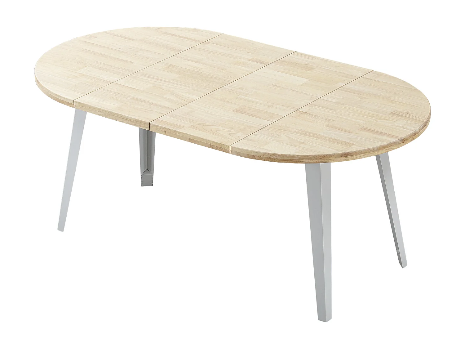 Table à manger ronde extensible coloris chêne nordique, pieds en métal Blanc - Longueur 100 - 140 - 180 x largeur 100 x Hauteur 76cm