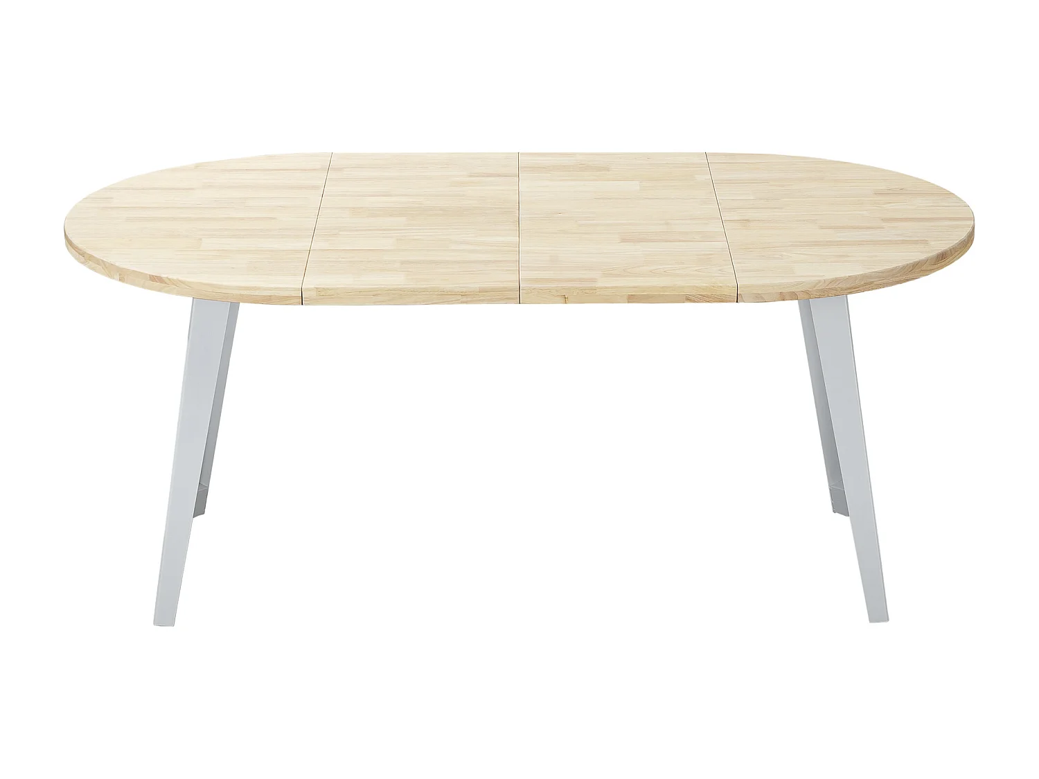 Table à manger ronde extensible coloris chêne nordique, pieds en métal Blanc - Longueur 100 - 140 - 180 x largeur 100 x Hauteur 76cm