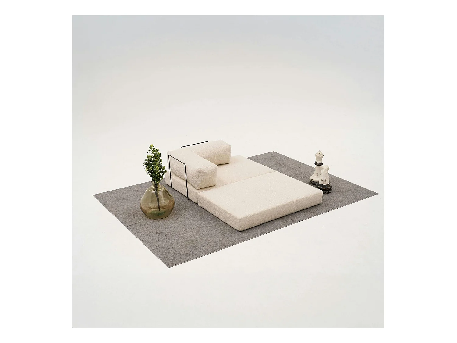 Canapé-lit sans mécanisme écru, 2 places ALTEA