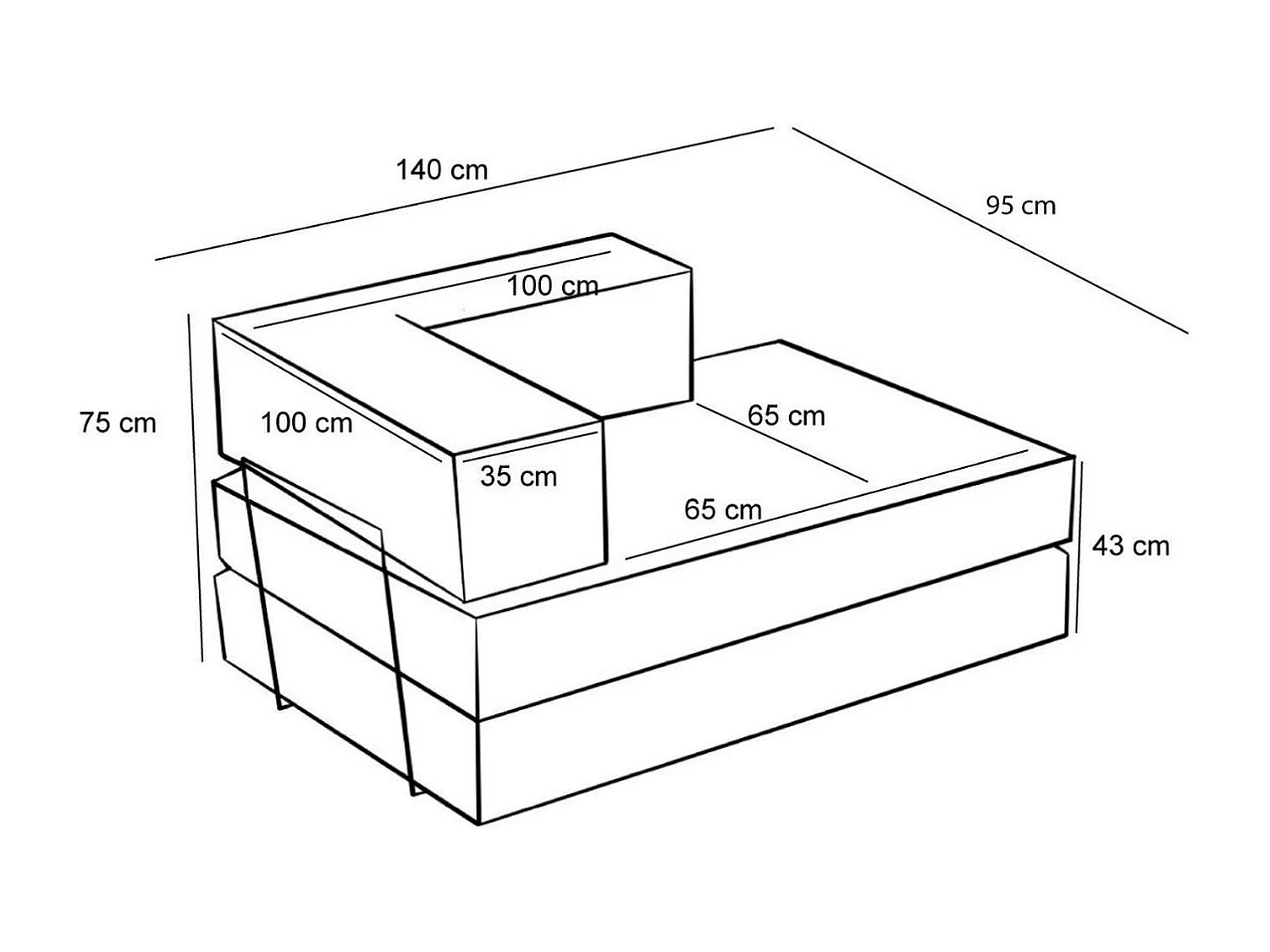 Canapé-lit sans mécanisme écru, 2 places ALTEA
