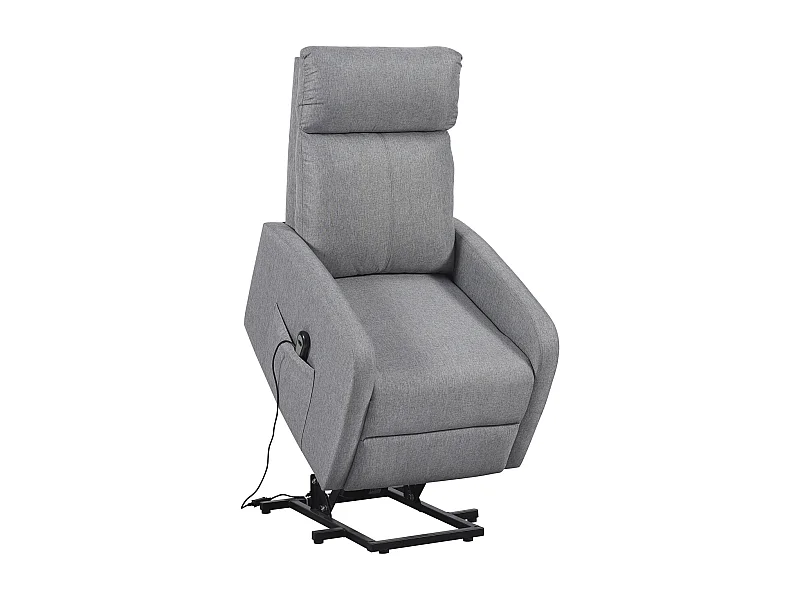 Fauteuil de relaxation éléctrique inclinable en tissu gris avec repose pieds - Longueur 64 x Largeur 93 x Hauteur 104 cm