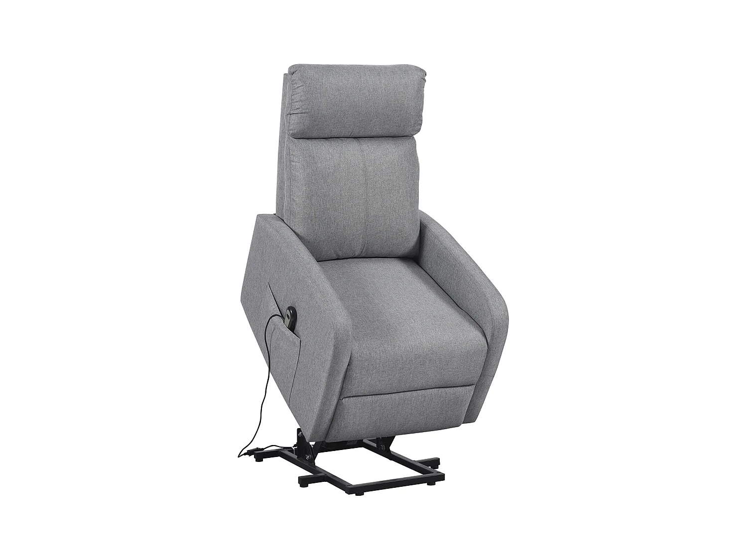 Fauteuil de relaxation éléctrique inclinable en tissu gris avec repose pieds - Longueur 64 x Largeur 93 x Hauteur 104 cm