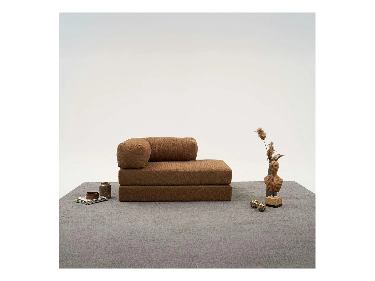 Canapé-lit sans mécanisme marron, 2 places ALTEA