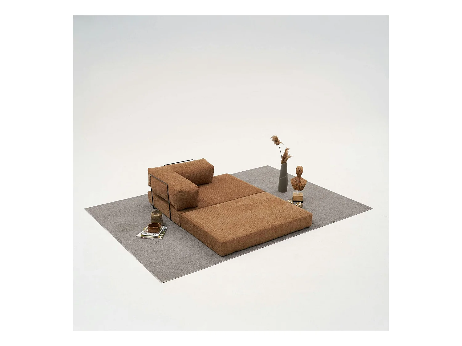 Canapé-lit sans mécanisme marron, 2 places ALTEA