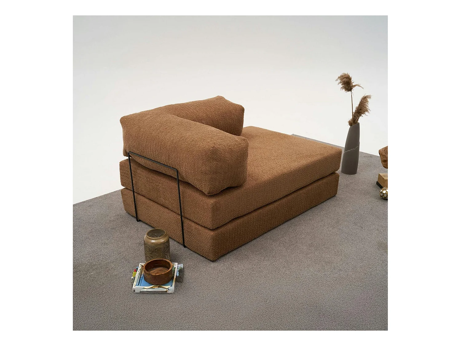 Canapé-lit sans mécanisme marron, 2 places ALTEA