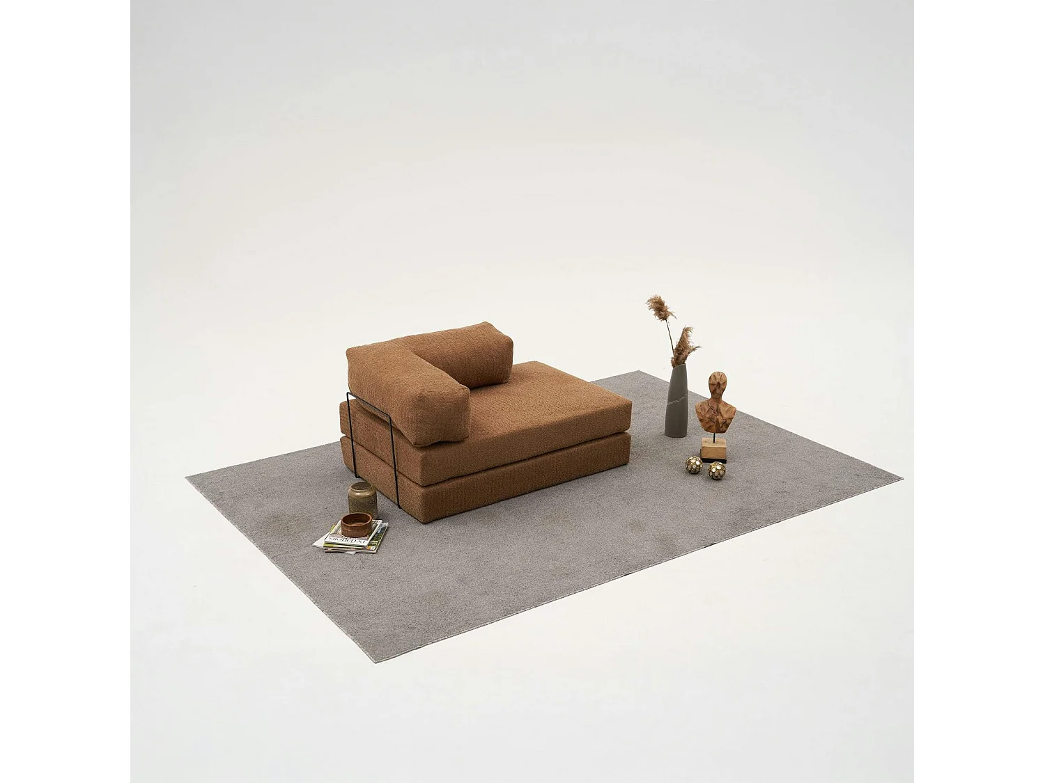 Canapé-lit sans mécanisme marron, 2 places ALTEA