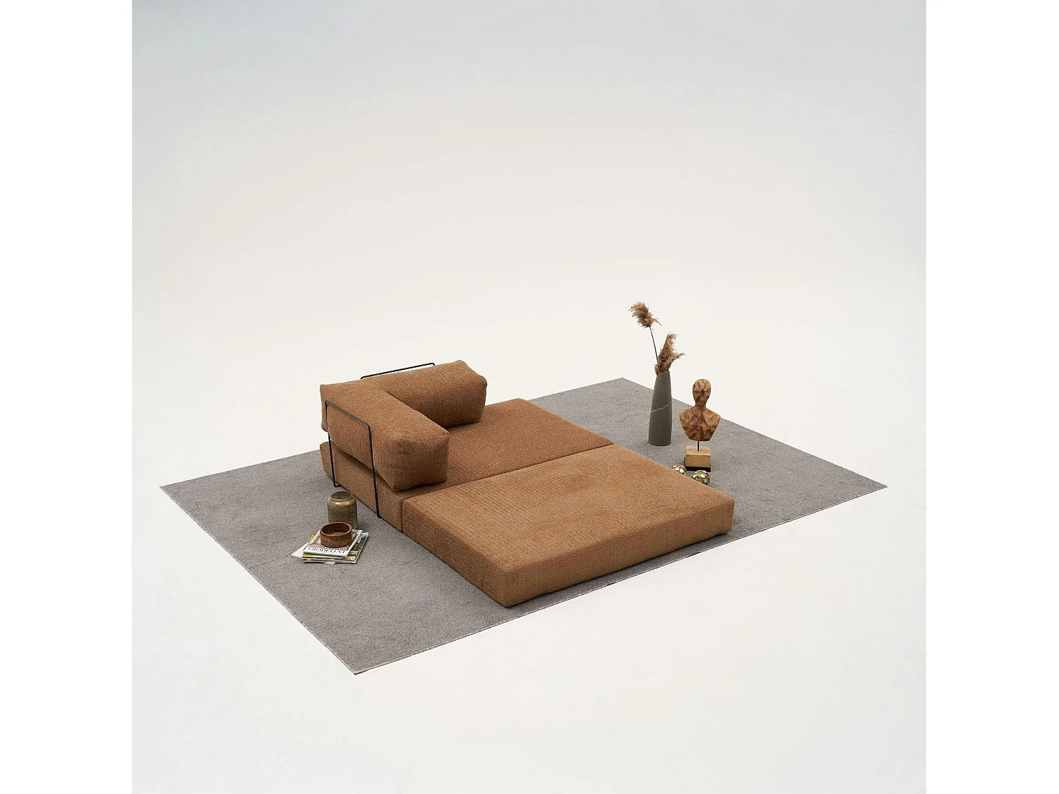 Canapé-lit sans mécanisme marron, 2 places ALTEA