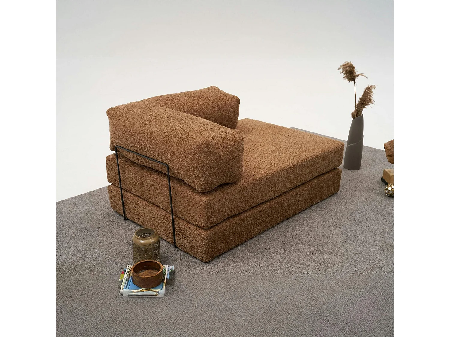 Canapé-lit sans mécanisme marron, 2 places ALTEA