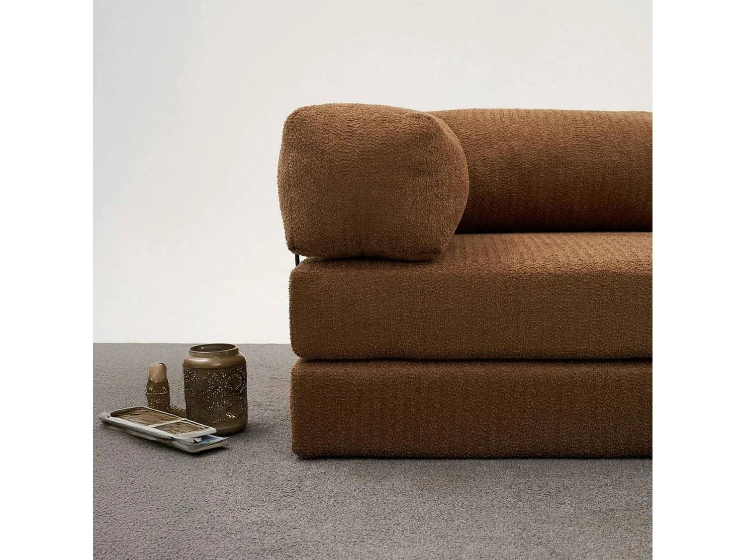 Canapé-lit sans mécanisme marron, 2 places ALTEA