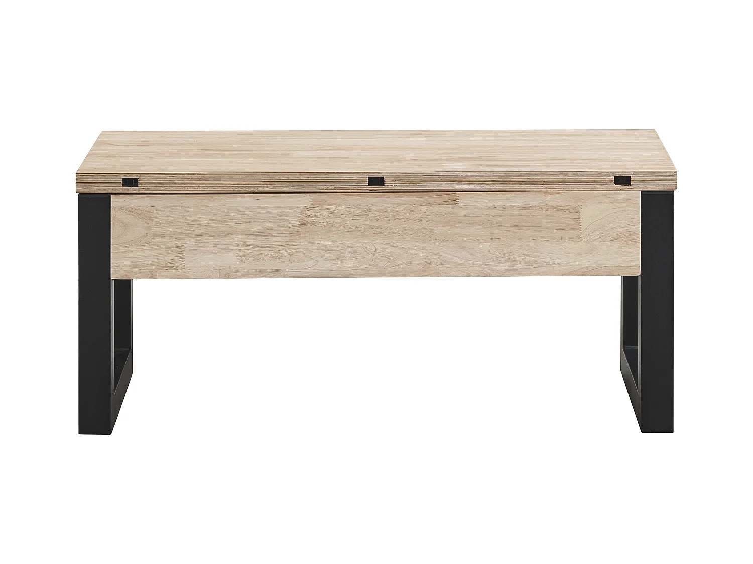 Table basse relevable et extensible coloris chêne nordique/Noir - Longueur  110 x Profondeur 102 - 110 x Hauteur 51 cm