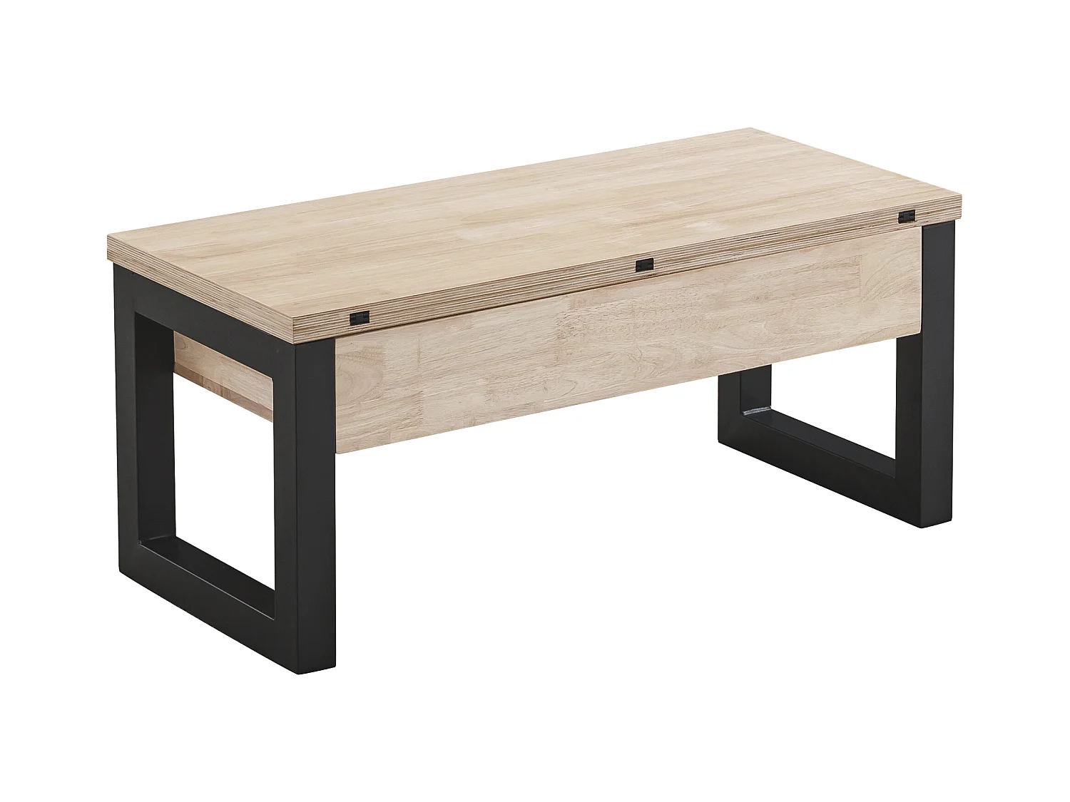 Table basse relevable et extensible coloris chêne nordique/Noir - Longueur  110 x Profondeur 102 - 110 x Hauteur 51 cm