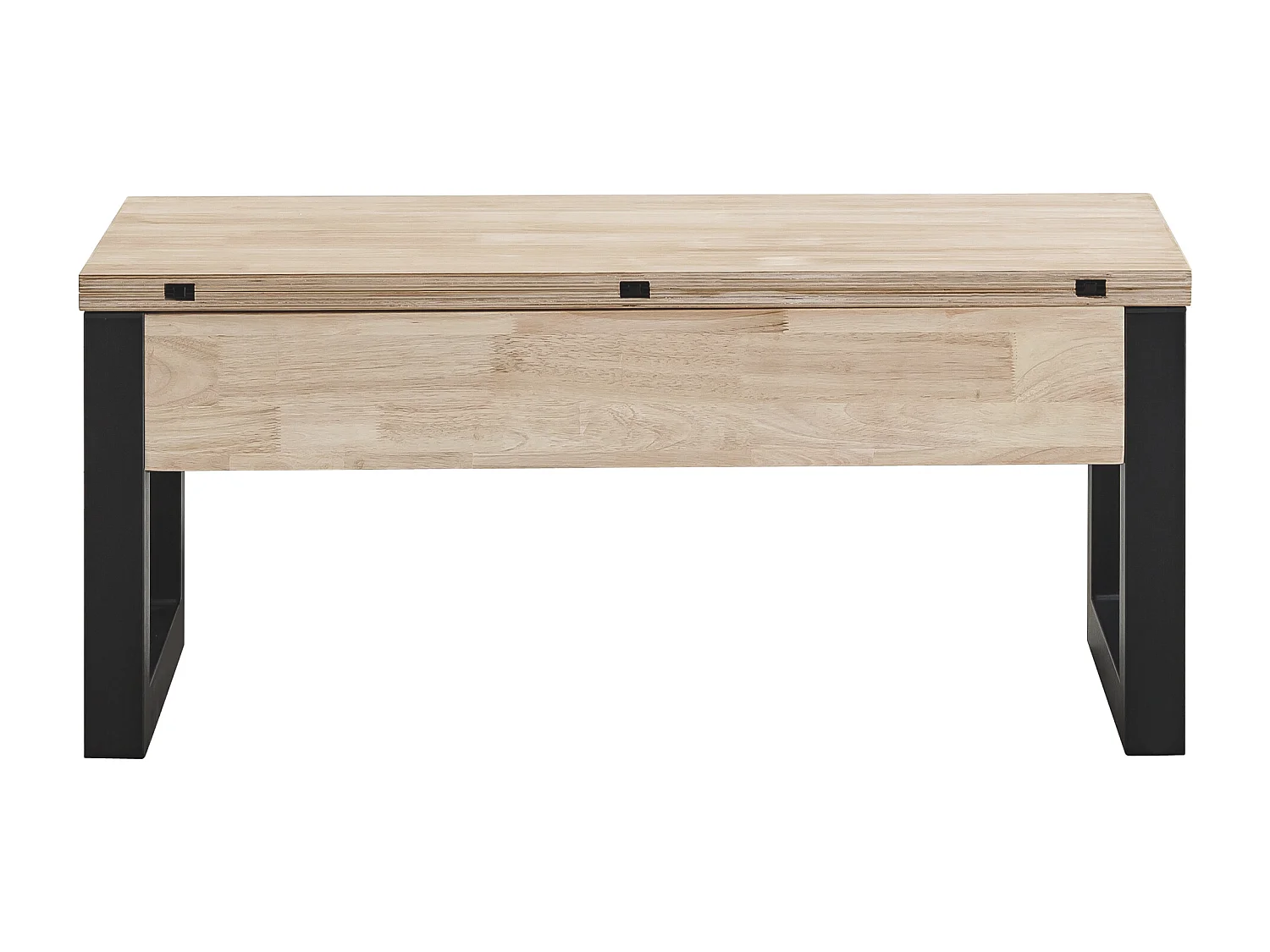 Table basse relevable et extensible coloris chêne nordique/Noir - Longueur  110 x Profondeur 102 - 110 x Hauteur 51 cm