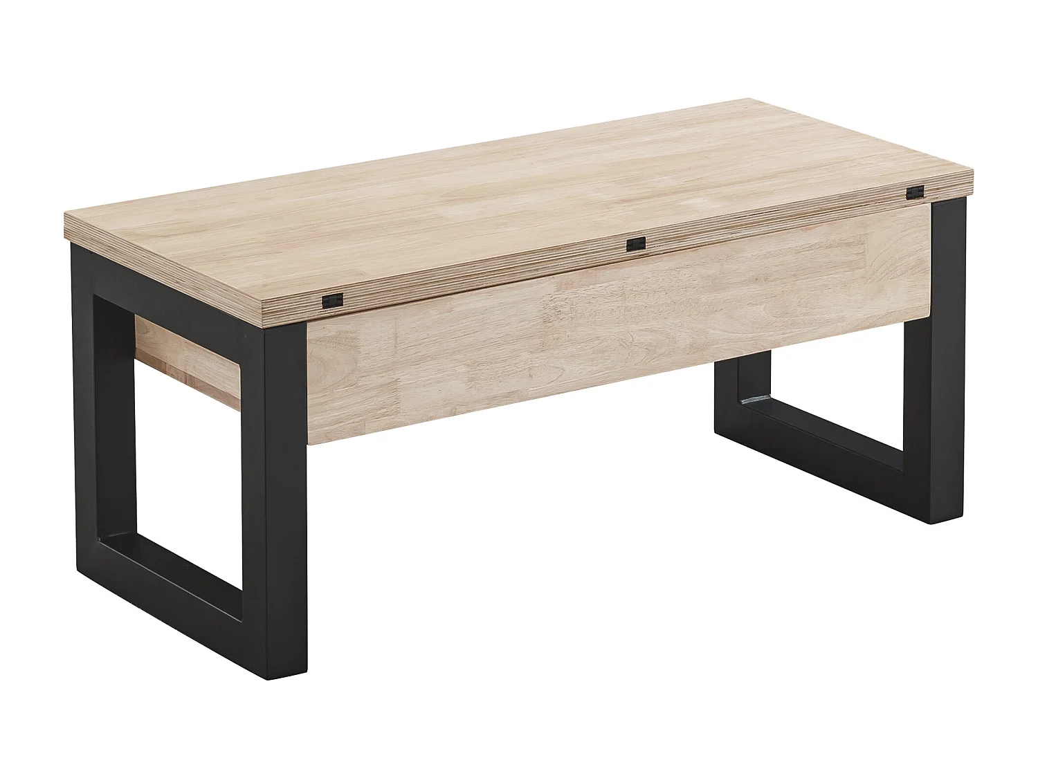 Table basse relevable et extensible coloris chêne nordique/Noir - Longueur  110 x Profondeur 102 - 110 x Hauteur 51 cm