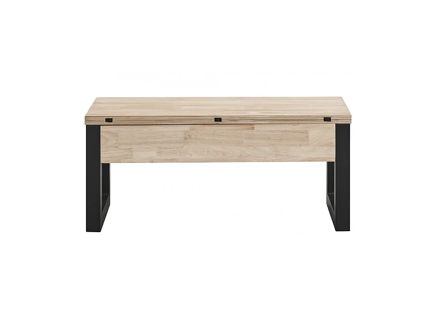 Table basse relevable et extensible coloris chêne nordique/Noir - Longueur  110 x Profondeur 102 - 110 x Hauteur 51 cm