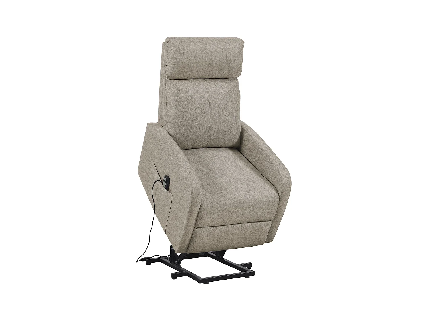 Fauteuil de relaxation électrique inclinable en tissu beige avec repose pieds - Longueur 64 x Largeur 93 x Hauteur 104 cm