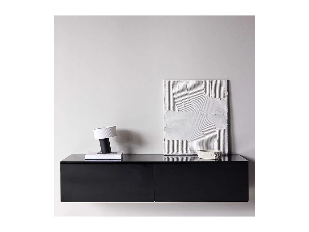 Meuble TV 2 Tiroirs "Fristad" 160cm Noir