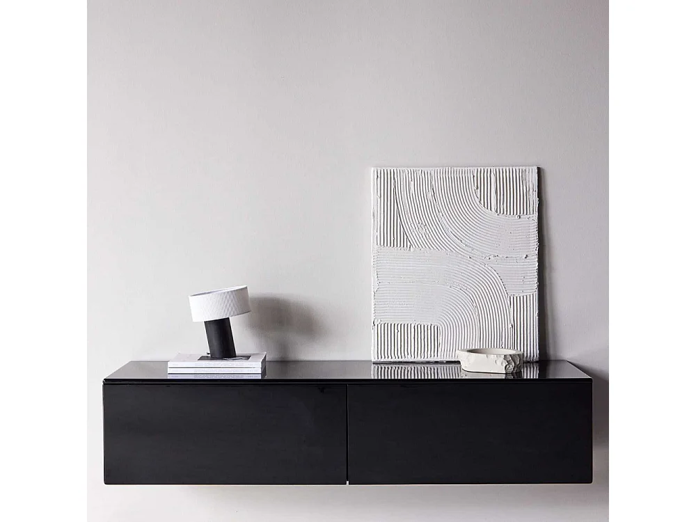 Meuble TV 2 Tiroirs "Fristad" 160cm Noir