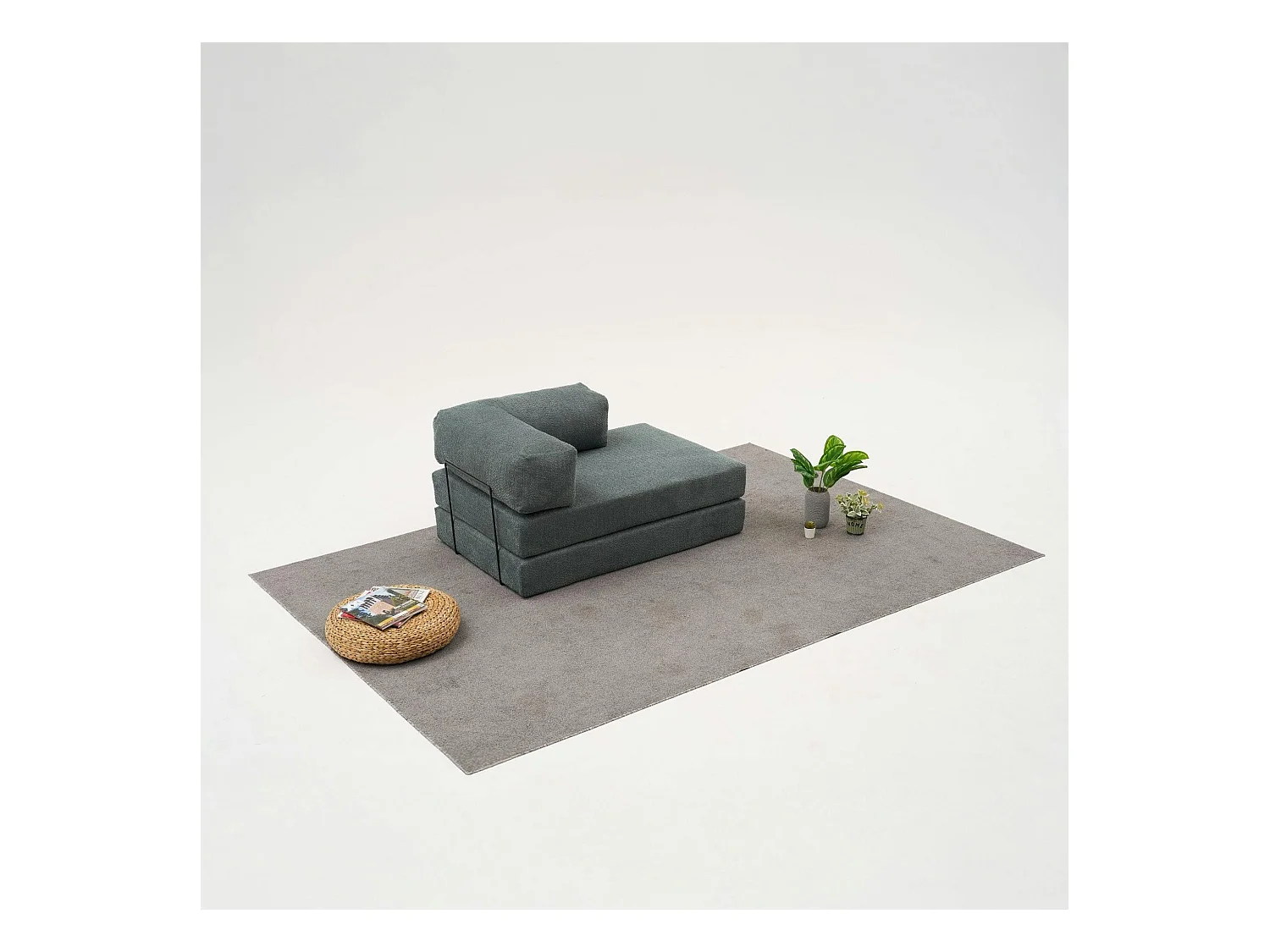 Canapé-lit sans mécanisme vert, 2 places ALTEA