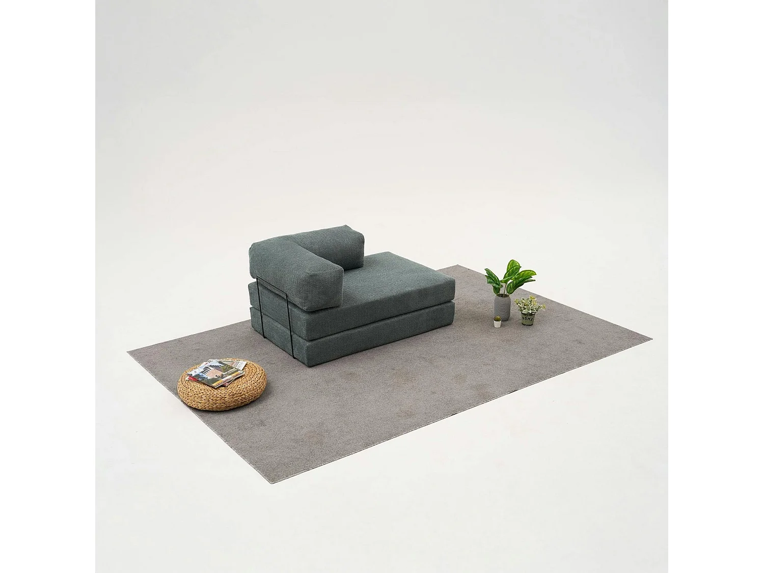 Canapé-lit sans mécanisme vert, 2 places ALTEA