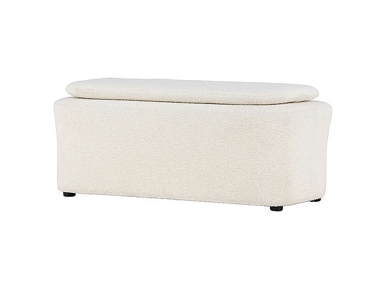 Pouf en Tissu Bouclé "Laurel" 110cm Blanc