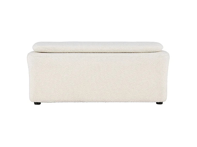 Pouf en Tissu Bouclé "Laurel" 110cm Blanc