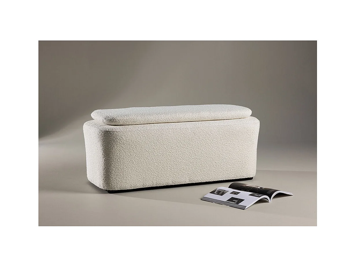 Pouf en Tissu Bouclé "Laurel" 110cm Blanc
