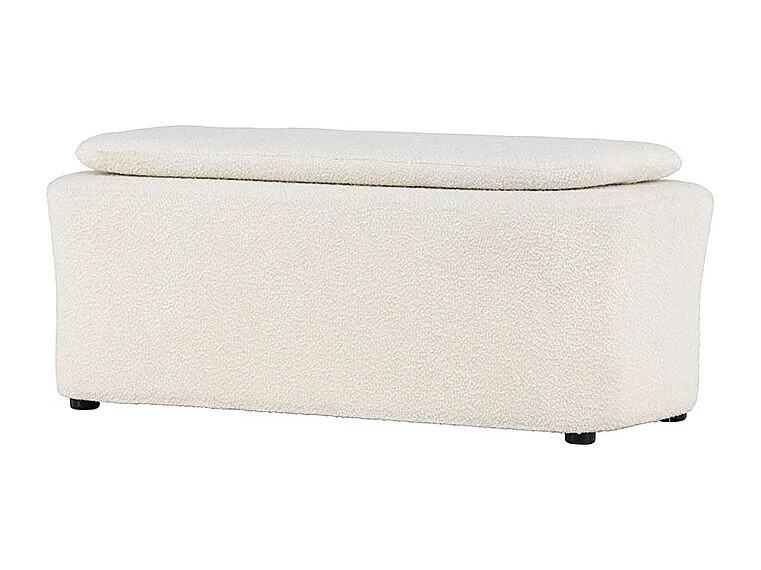 Pouf en Tissu Bouclé "Laurel" 110cm Blanc