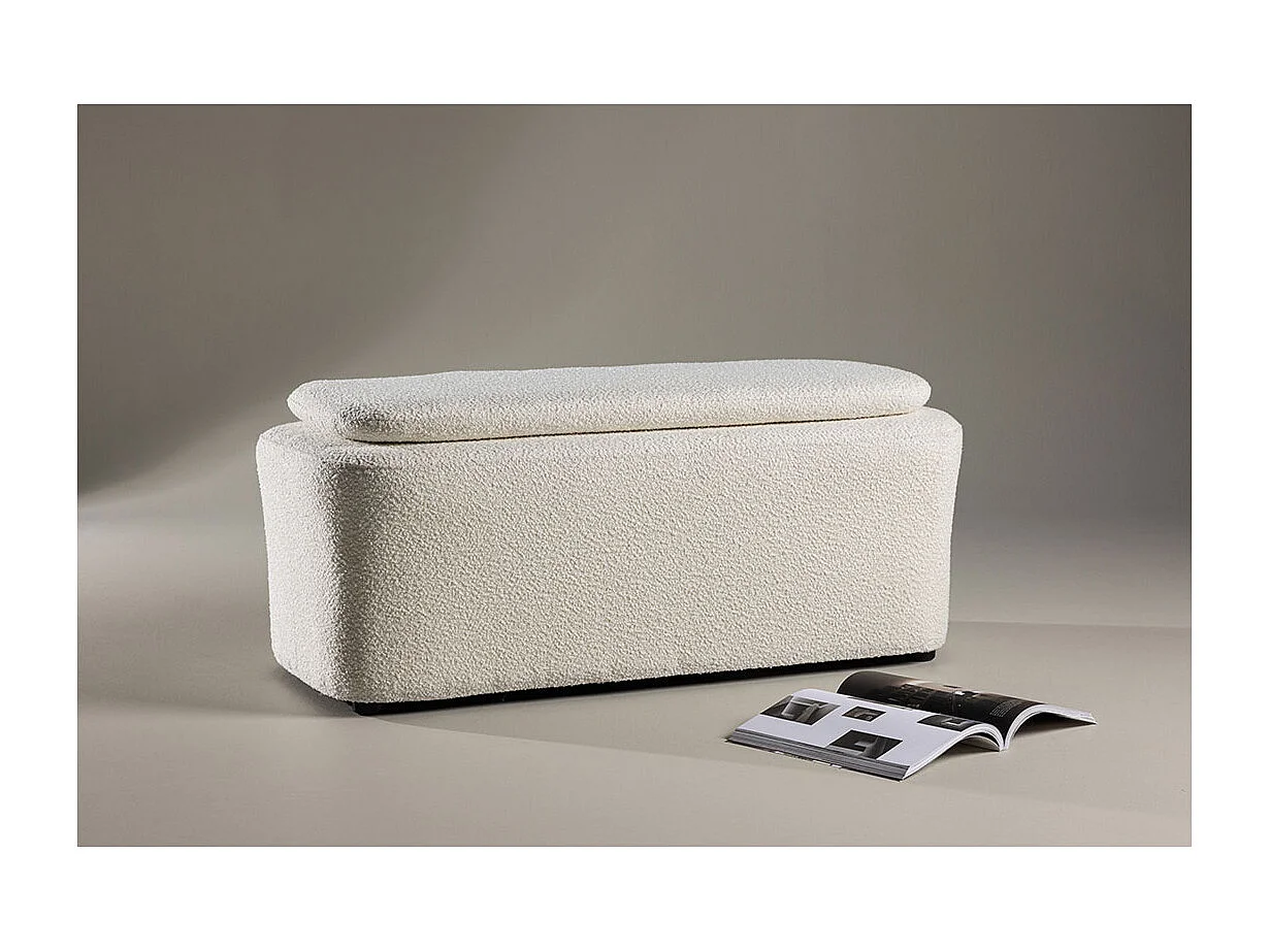 Pouf en Tissu Bouclé "Laurel" 110cm Blanc