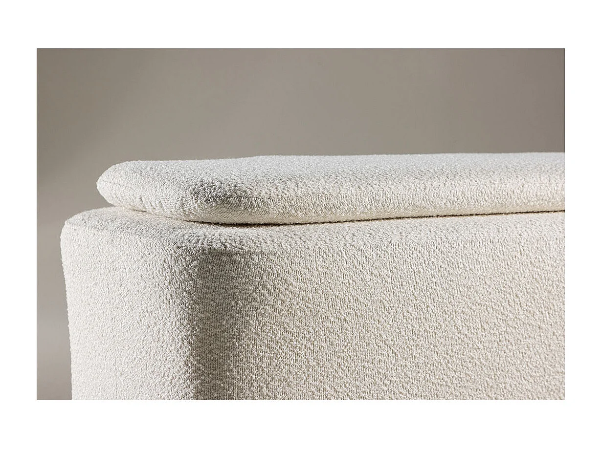 Pouf en Tissu Bouclé "Laurel" 110cm Blanc