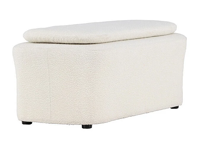 Pouf en Tissu Bouclé "Laurel" 110cm Blanc