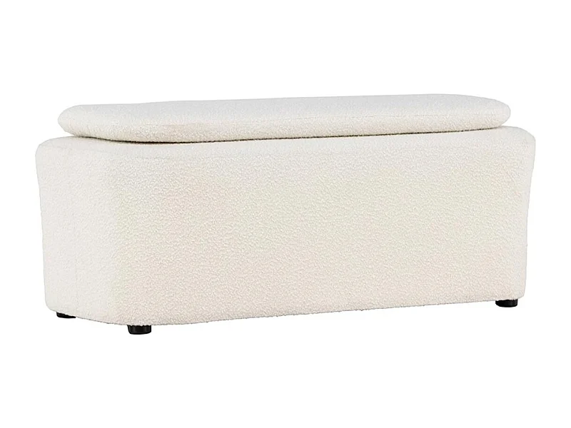 Pouf en Tissu Bouclé "Laurel" 110cm Blanc