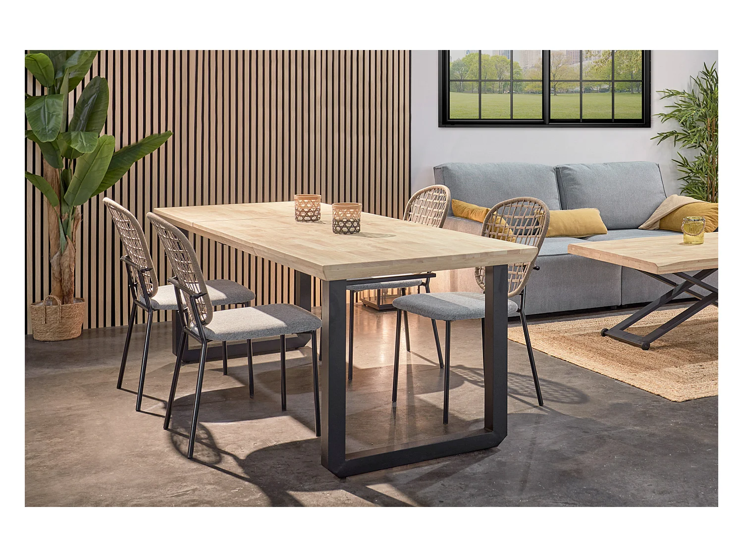 Lot de 2 panneaux décoratifs en bois coloris chêne nordique/gris - Longueur 60 x profondeur 2,2 x hauteur 120 cm