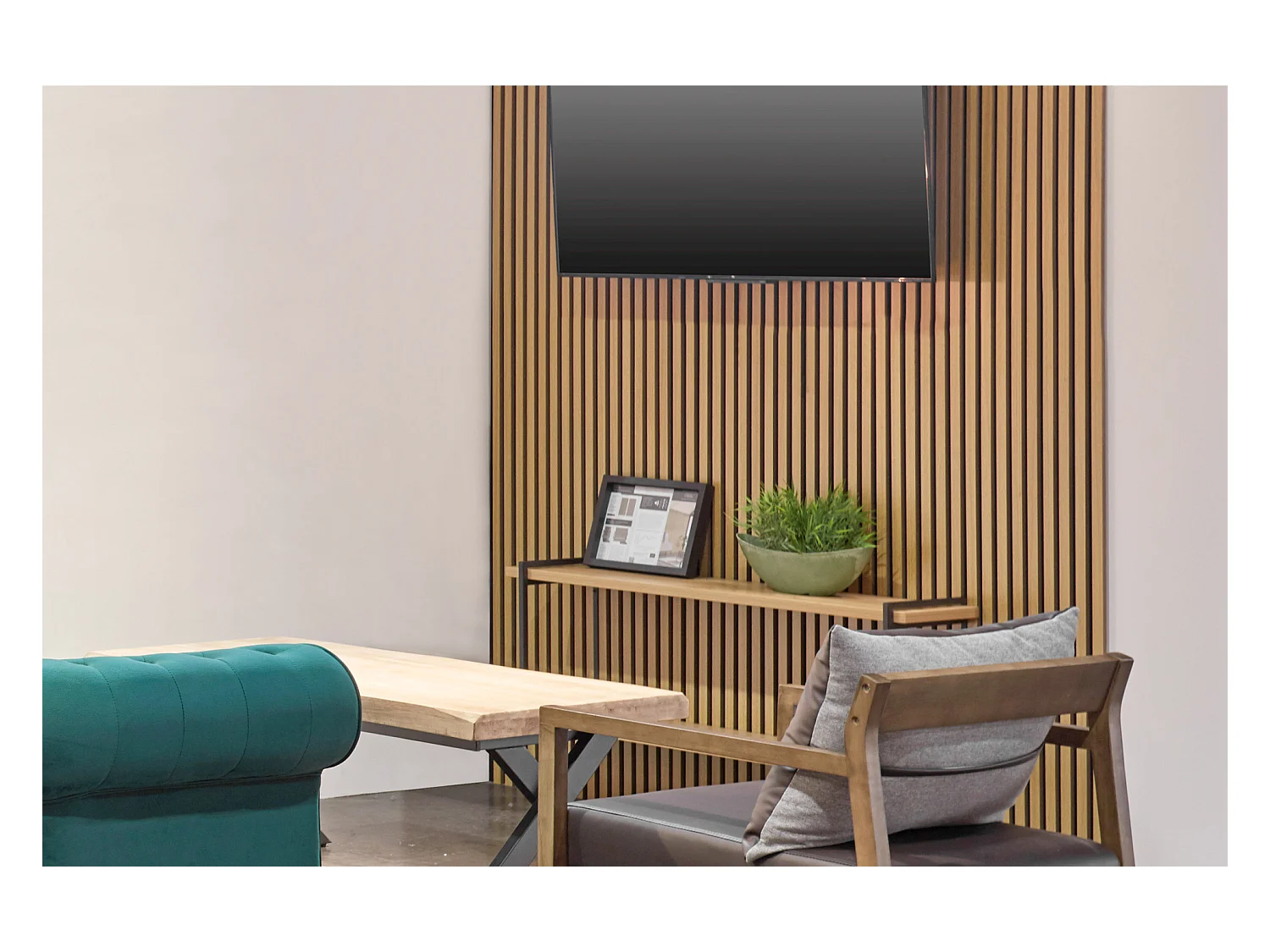 Lot de 2 panneaux décoratifs en bois coloris chêne nordique/gris - Longueur 60 x profondeur 2,2 x hauteur 120 cm