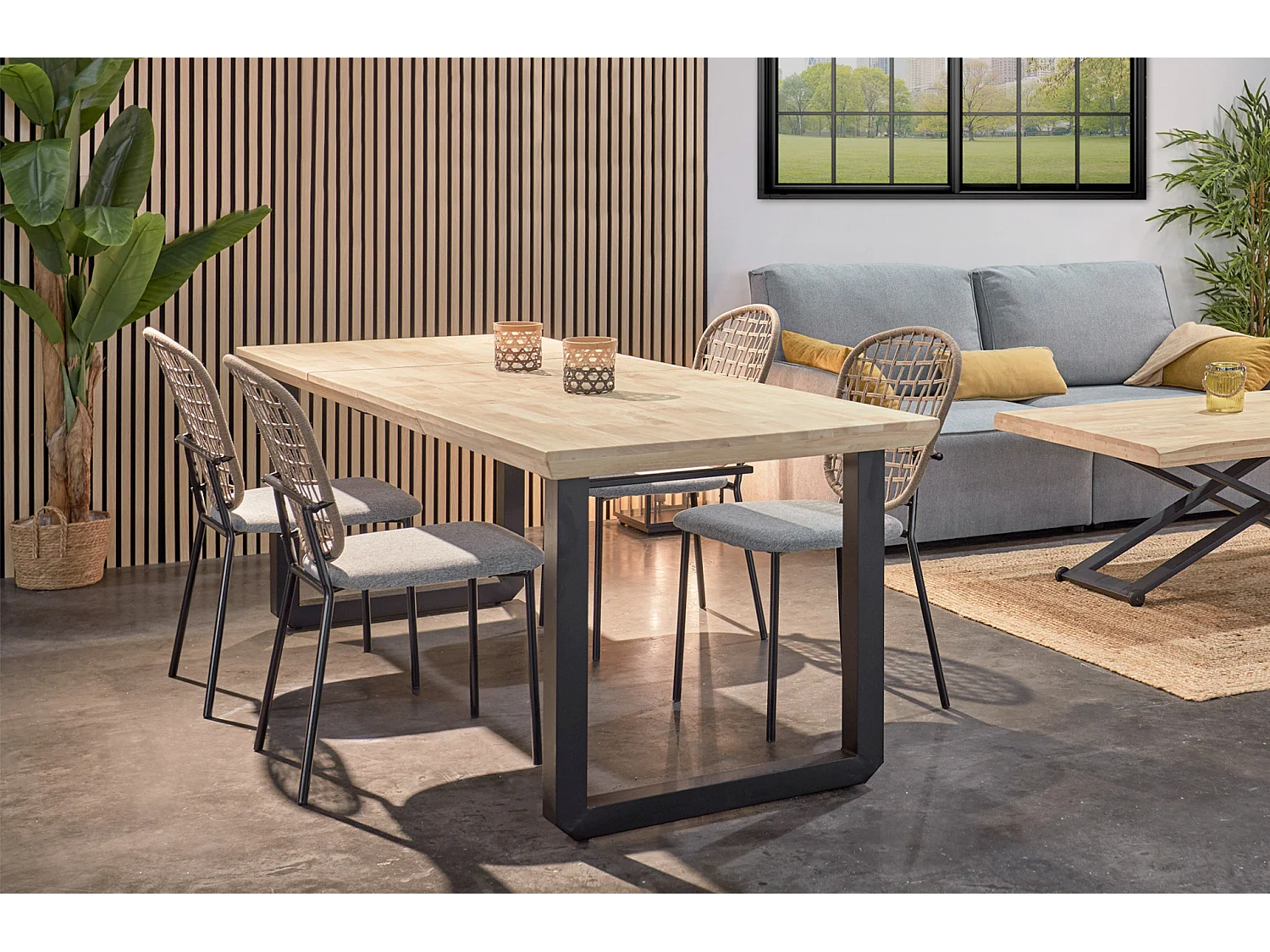 Lot de 2 panneaux décoratifs en bois coloris chêne nordique/gris - Longueur 60 x profondeur 2,2 x hauteur 120 cm