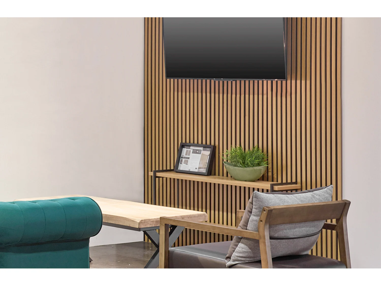 Lot de 2 panneaux décoratifs en bois coloris chêne nordique/gris - Longueur 60 x profondeur 2,2 x hauteur 120 cm