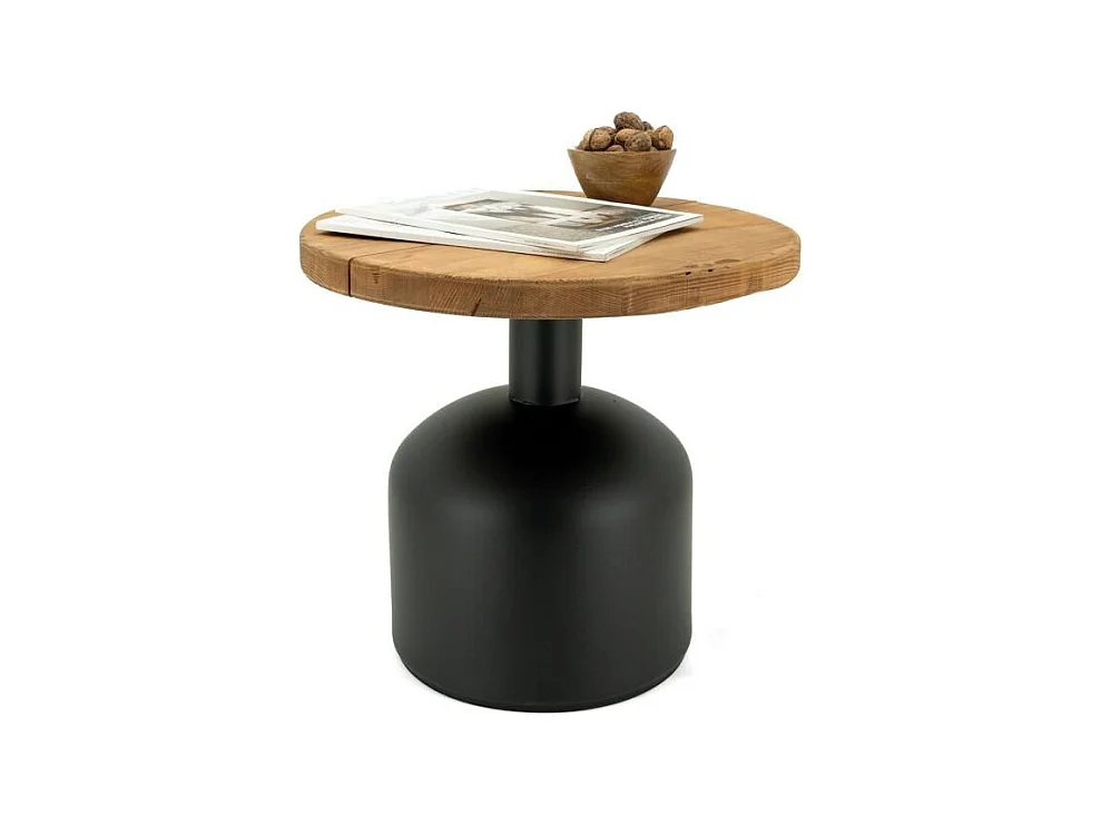 Table d'appoint en pin et pied en métal