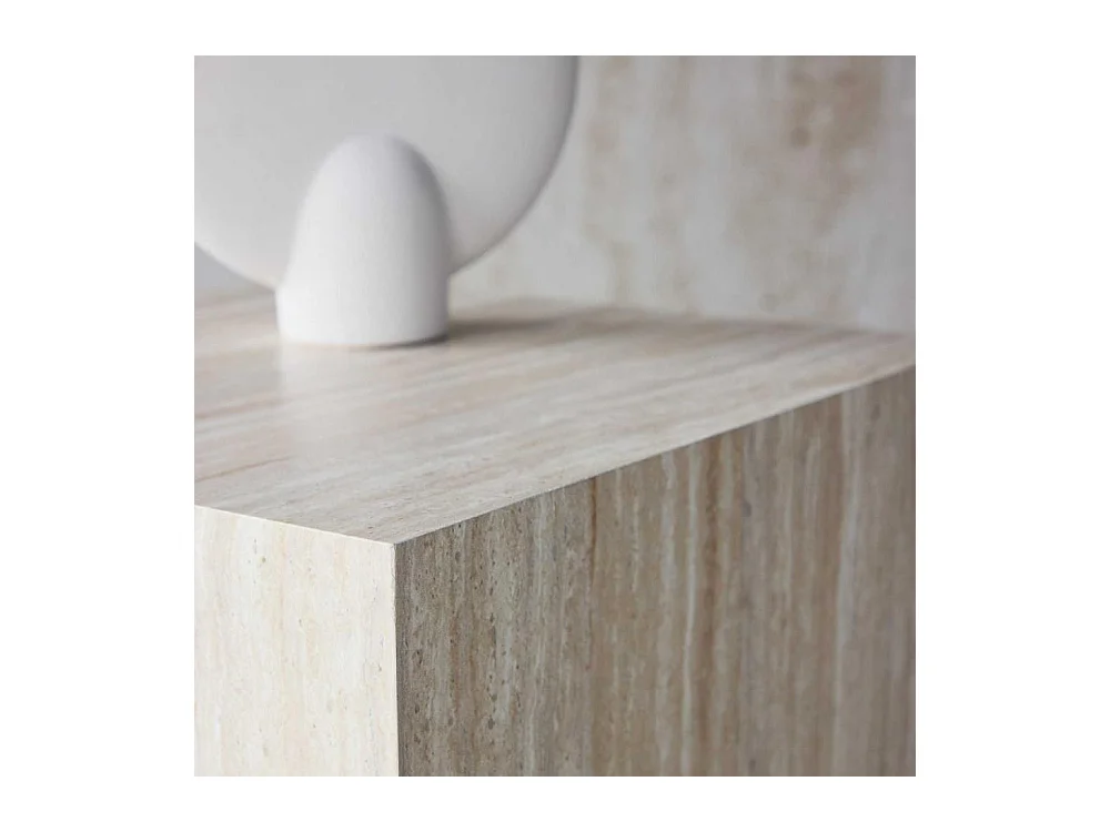 Table d'Appoint Effet Travertin "York" 45cm Beige