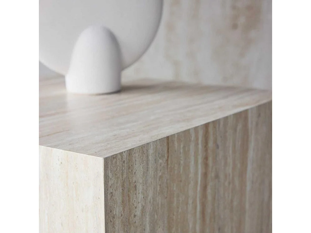 Table d'Appoint Effet Travertin "York" 45cm Beige